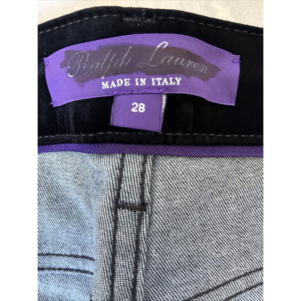Ralph Lauren Collection 160 Flocked Coated Black Velvet Denim Jeans Sz 28 - Picture 15 of 16